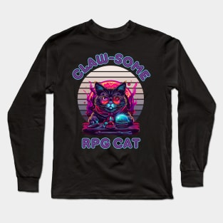 Dungeon Meowster - Cute Cat Dungeonmaster RPG Game Shirt Design Long Sleeve T-Shirt